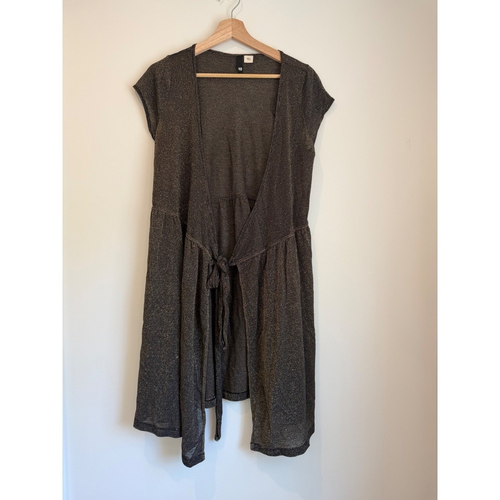 H&M Women's Sheer Wrap/Beach Cover Up, Black, Gold, Size 10